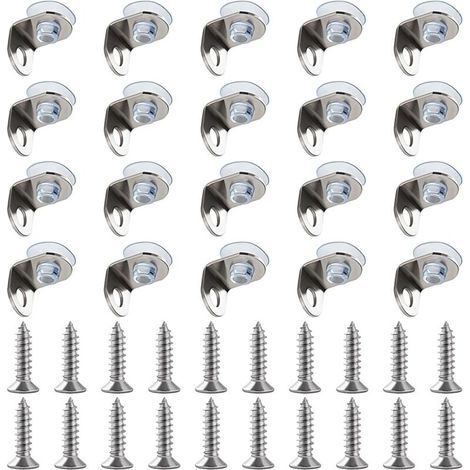 20 pezzi di staffe per mensole in vetro in acciaio inox da 12x11,5x14,5 mm, staffe di montaggio per mensole ad angolo retto, staffe di montaggio per vetro (1/5)