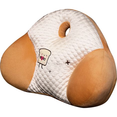 Coussin de chaise d'été, support lombaire, oreiller cartoon pour taille, canapé, chambre, bureau, voiture, motif pain grillé (1/5)