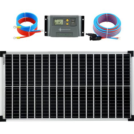 Solar Set 50 Watt 12V Mono Laderegler 10A Kabel 5 Meter Set Solaranlage (1/5)