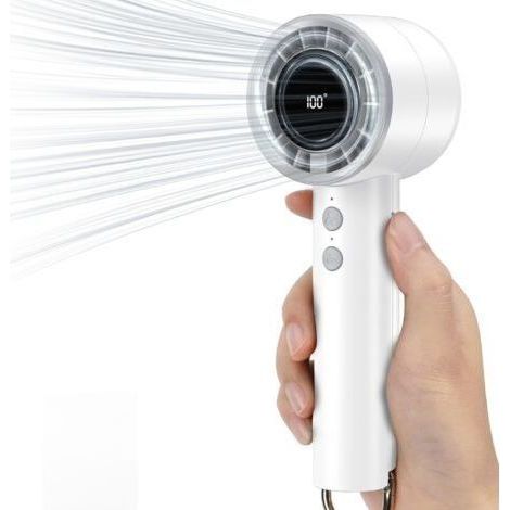 Tragbarer USB-Mini-Handventilator mit LED-Anzeige - 3000 mAh - Handventilator für Büro, Bibliothek, Reisen - Weiß (1/5)