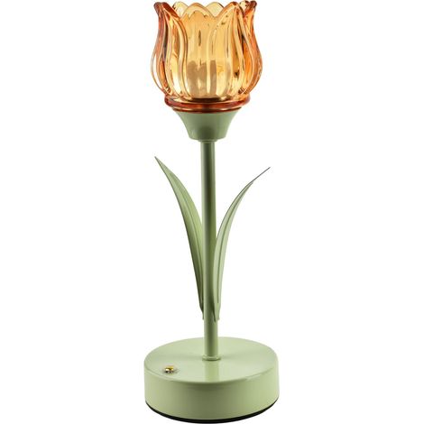 Lampe de table LED, 9 x 25 cm, en verre, finition verte, alimentée par USB, pour table de chevet, bureau, salon ou élément décoratif.-AquaForge (1/3)