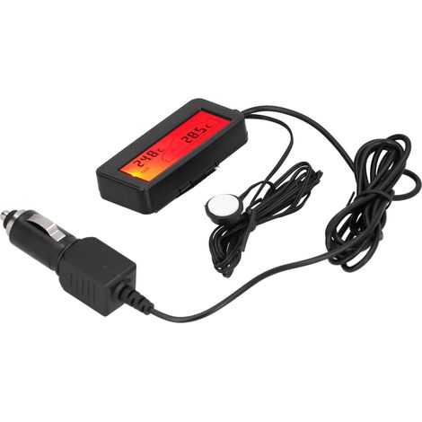 Mini thermomètre électronique avec écran LCD, 12 V CC, pour voiture, intérieur et extérieur, rouge. (1/5)