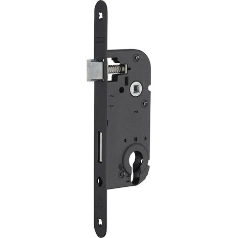 Boitier de serrure encastrable à cylindre pour porte d'entrée, axe 40mm, bouts carrés, cylindre 30x30mm, noir - (1/4)