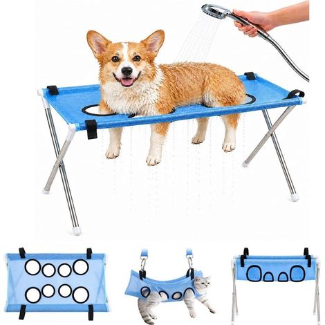 Hamac de toilettage pour chien, support pliable acier inoxydable (1/5)