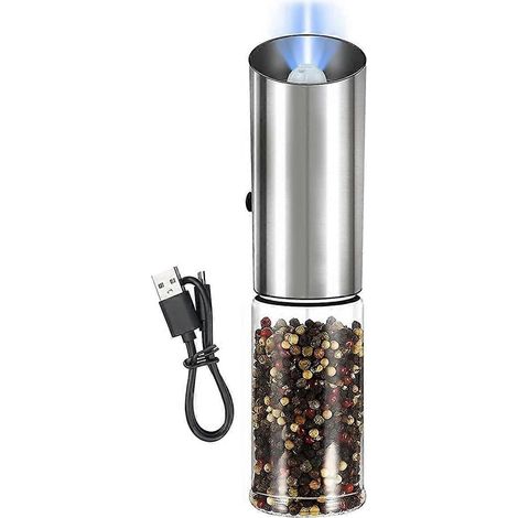 Moulin à sel et poivre électrique rechargeable par USB, utilisation à une main --- (1/5)