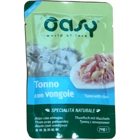 Oasy Cat Specialità Naturali Tonno con Vongole - Oasy Cat Specialità Naturali Tonno con Vongole - Lattina Da 70 Gr