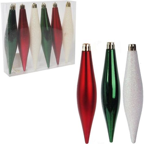 Set mit 6 eleganten Eiszapfen-Weihnachtskugeln aus Kunststoff, 15 cm, für Weihnachtsdekorationen (1/5)