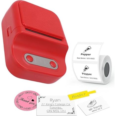 Mini Imprimante D'autocollants, Imprimante Thermique Portable sans Encre, étiqueteuse de Poche avec Application, pour Graphiques D'étude, Diagrammes Anatomiques (Rouge) (1/5)