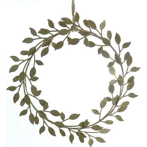 Weihnachtskranz mit Blättern Goldfarben Ø 19 cm aus Metall
