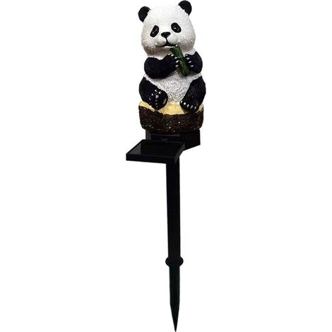 Lampe panda solaire en résine, 43 cm de haut, lampe à piquer pour jardin, décoration extérieure (1/5)