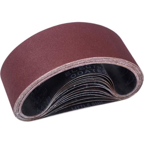 Lot de 15 bandes abrasives 75 x 533 mm (3 x grain 80/120/150/240/320) pour ponceuse à bande stationnaire pour ponceuse, limer, affûter et enlever (1/5)