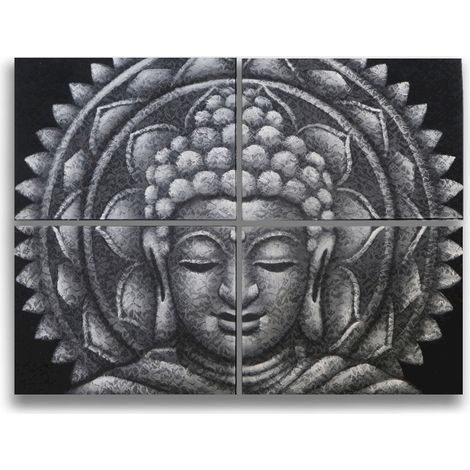 Détail Brocart Mandala Bouddha Gris 30x40cm x 4- Vendu par 1