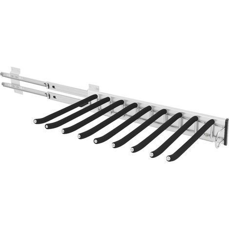 HAUTOUR Porte Pantalon Coulissant Armoire, Organisateur Dressing Gain De Place, Support Pantalon Télescopique 9 Barres, Rail Silencieux Antidérapant, Rangement Placard Chambre, Montage Murale, 46x32.5 (1/5)