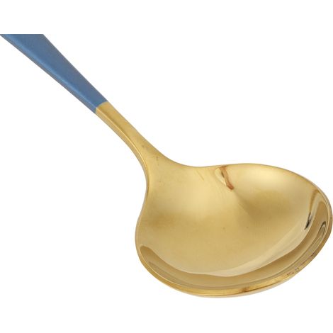 Lot de 5 cuillères à soupe en acier inoxydable pour enfants, cuillères à soupe, couverts, ustensiles de cuisine, bleu (1/5)