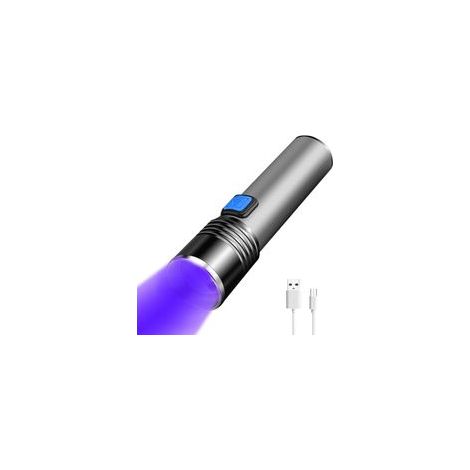 395nm UV Noir Lumière Flashlite, rechargeable Noir Lumière Flashlight Mini, 3 Mode Strobe haut bas, taches sèches, détection de scorpion, détection billets banque
