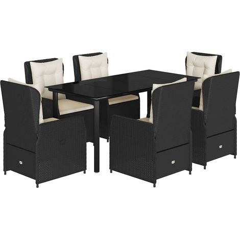 Maison Exclusive - Set de comedor de jardín 7 pzas y cojines ratá (1/5)