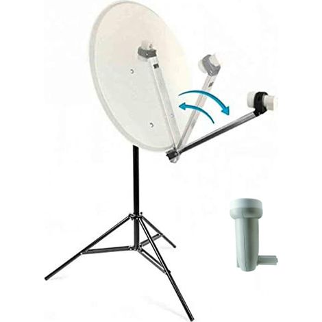 Antenne parabolique 60 cm acier – Bras repliable – LNB SINGLE 0,1dB 4k – Trépied aluminium 150 cm pour camping-car – M-E