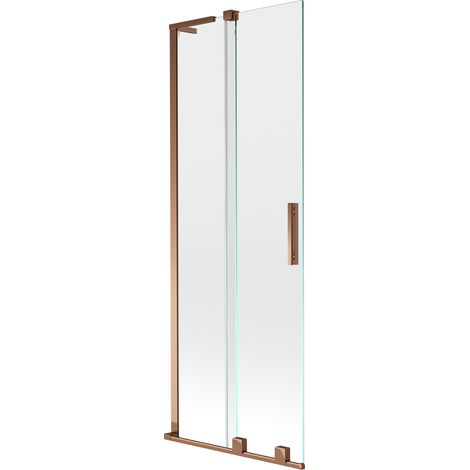 Mexen Velar L Badewannenabtrennung, 2-flügelig, verschiebbar, 75 x 150 cm, transparent, Roségold - 896-075-003-01-60 (1/5)