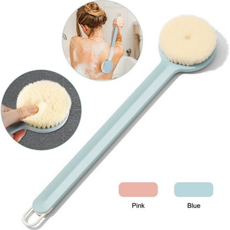 Brosse de douche à long manche avec trou, Bangcool gant de bain souple pour exfolier le dos, grattoir corporel portable pour hommes, femmes et seniors (1/2)