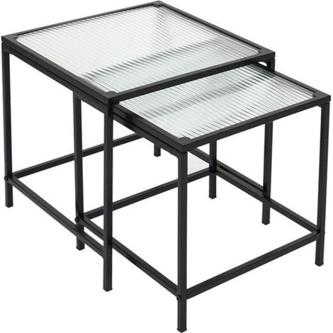 Lot de 2 Tables Gigognes Design "Rosa" 40cm Noir (1/5)