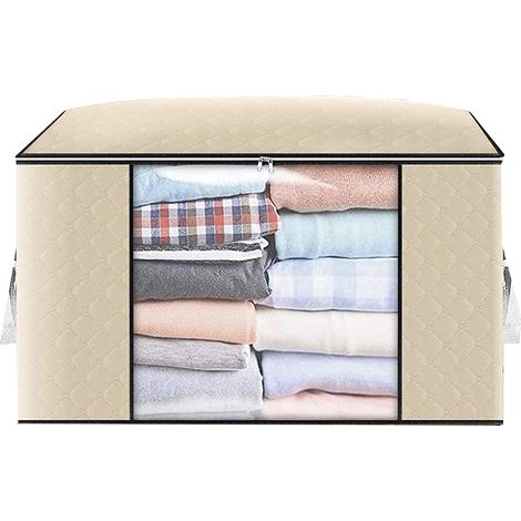 Sac De Rangement - Capacité Élevée - Tissu Non Tissé Composite 3 Plis - Fermeture À Glissière Bidirectionnelle - Fenêtre Transparente - Pour Vêtements Couvertures Oreillers - Lot De 3 (1/5)