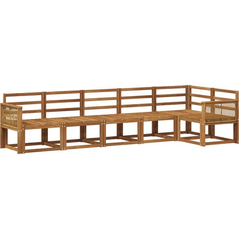 Set di divani da esterno 6 pz Naturale Legno di Acacia Massello vidaXL (1/5)