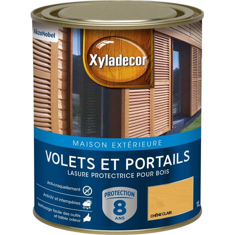 Lasure protectrice pour bois extérieur - Volets et Portails - aspect satin chêne clair 1 L - Xyladecor