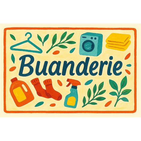 Plaque de porte en métal buanderie (1/2)