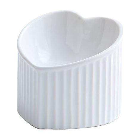 Gamelle surélevée en céramique blanche pour chat, inclinable, pour nourriture ou eau, sans stress, anti-refoulement, compatible lave-vaisselle et micro-ondes (1/5)