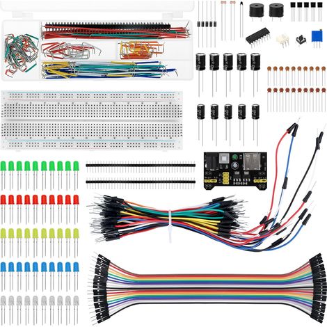 420 Pièces 37 Valeurs Composants Électroniques Kit avec Planche à Pain, Module d'alimentation, Compatible avec STM32 (1/5)