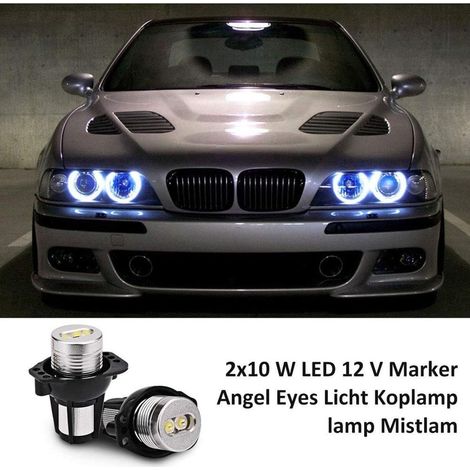 Angel Eyes Light Ampoules LED pour voiture Halo Ring Marker, phares Halo blancs au xénon 6000 K, 2 feux antibrouillard ronds Angel Eyes compatible avec BMW Série 3, 63117161444 63112179077