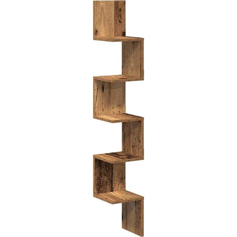 Maison Exclusive - Wand-Eckregal Altholz-Optik 20x20x127,5 cm Hol