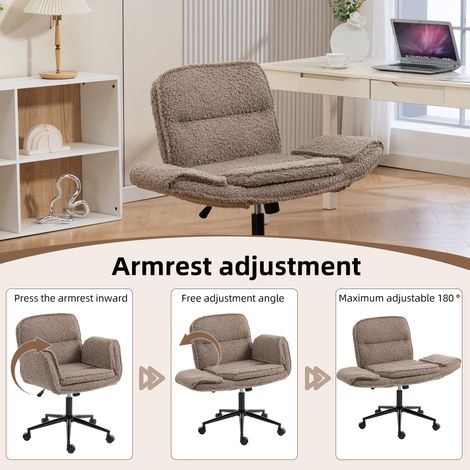 Fauteuil croisé pivotant ergonomique 5 vitesses accoudoirs roulettes polaire pelucheuse bureau chambre salon. (1/5)