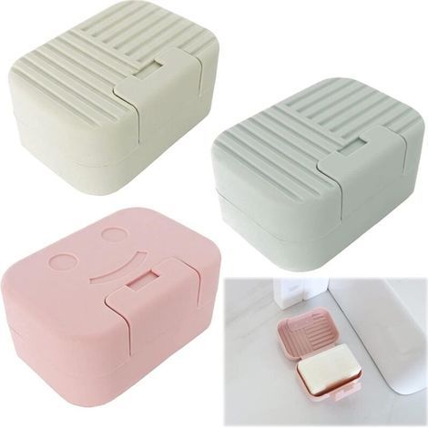 3 boîtes à savon, boîte de rangement de savon de voyage portable, matériau PP écologique à séchage rapide, convient pour la maison, la salle de bain, la randonnée, les voyages (1/3)