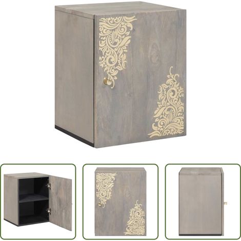 vidaXL Holzschrank - Wandschrank Wandmontiert Grau 38 x 33 x 48 cm Massivholz Mango (1/5)