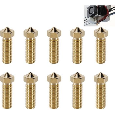 Packung mit 10 Hochgeschwindigkeitsdüsen (0,4 mm) für 3D-Drucker, Messingdüsen und Druckkopf für Extruder. (1/4)