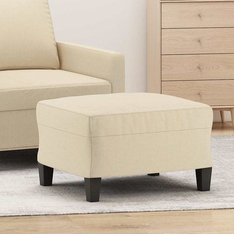 Repose-Pieds pour Salon ou Chambre - Tabouret Pouf Crème 60x50x41 cm Tissu BV489237 - BonneVie (1/5)