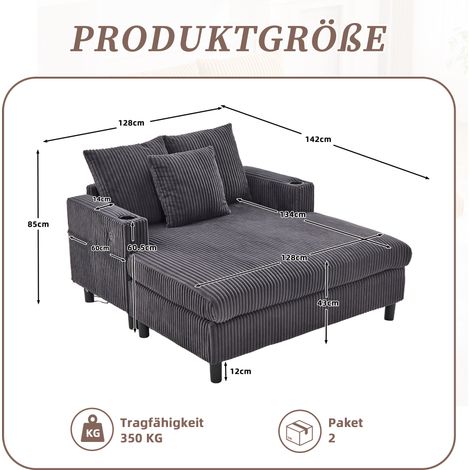Fauteuil longue spacieux et moelleux avec porte‑gobelets latéraux,ports USB et LED ambiant,parfait pour salon,chambre ou véranda. (1/5)