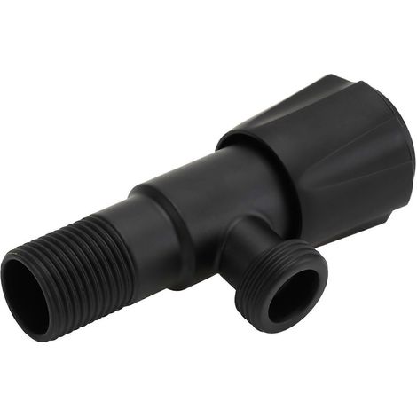 Robinet d'arrêt en acier inoxydable compatible avec les salles de bain, eau chaude et froide, noir (1/5)