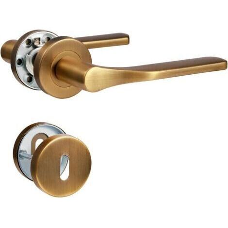Door Handle Antique Brass Door Handle Brushed Matte Stainless Steel Front Door Interior Door L Shape Round Rose BB Bed Handle (1/5)