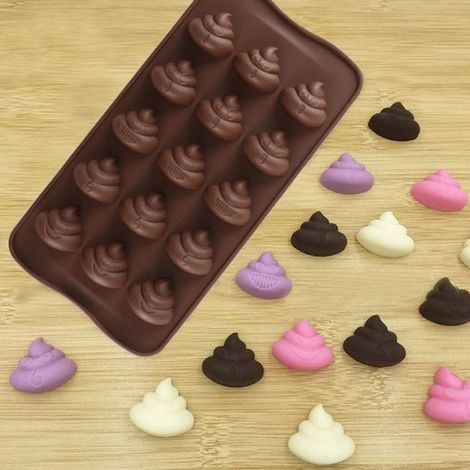 2 Pièces Moule à Chocolat en Silicone Moule à Caca Emoji Praliné Moule à Glaçons Moule de Cuisson en Silicone pour Chocolats, Ge (1/2)