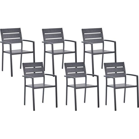 Gartenstuhl 6er Set VERNIO Schwarz