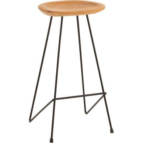Chaise de bar bois teck naturel Luna (1/5)