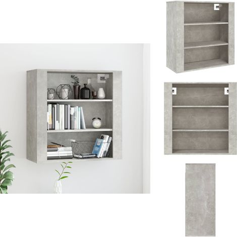 Armoire murale Gris béton 80x33x80 cm Bois d'ingénierie - Armoire Murale - Meuble De Rangement - Rangement Vertical - Armoire Suspendu - Décoration Intérieure (1/5)