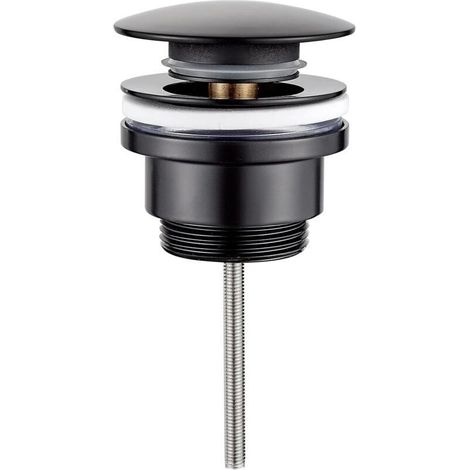 M20509B - Bonde de lavabo universelle 1/4'' avec/sans trop-plein, bonde de lavabo à vidage automatique, noir (1/4)