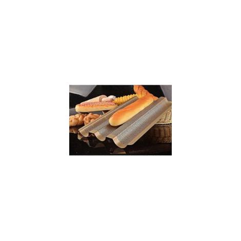 Moule à pain français perforé en acier inoxydable à 3 fentes pour la cuisine, idéal pour la fabrication de baguettes et autres petits pains.