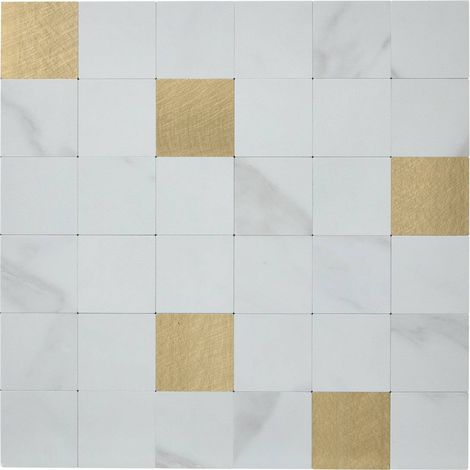 Set di 2 adesivi da parete mina 30x30 cm, piastrelle bianche - Atmosphera créateur d'intérieur (1/3)