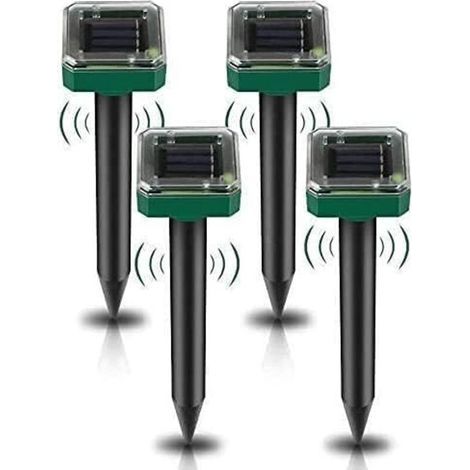 Set di 4 repellenti solari a ultrasuoni, repellente per talpe e topi ad energia solare per uso esterno in giardino contro talpe, arvicole, gopher, serpenti e altri roditori (1/5)