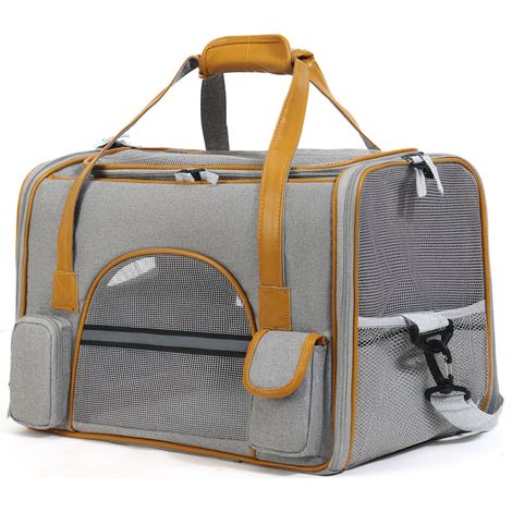Sac de transport pour chat grand volume, sac de sortie souple rigide semi‑rigide en toile Oxford déperlant 45×25×29 cm, multi‑ouvertures, poignées de transport, convient chat et petit chien jusqu’à 7 (1/4)