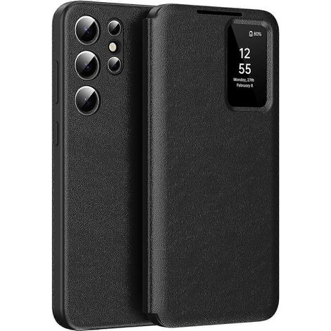 Étui Samsung S25 Ultra Smart View, Étui portefeuille avec emplacement pour carte, Fenêtre de visualisation, Noir (1/5)